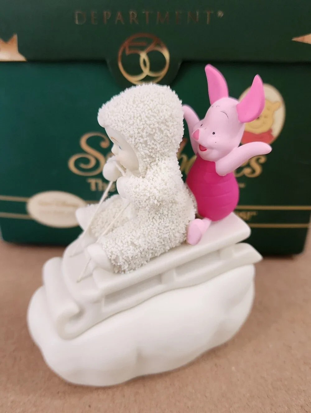Disney Department 56 Trinket Box Snowbabies Look POOH  NO Hands ~ Figurine 2004